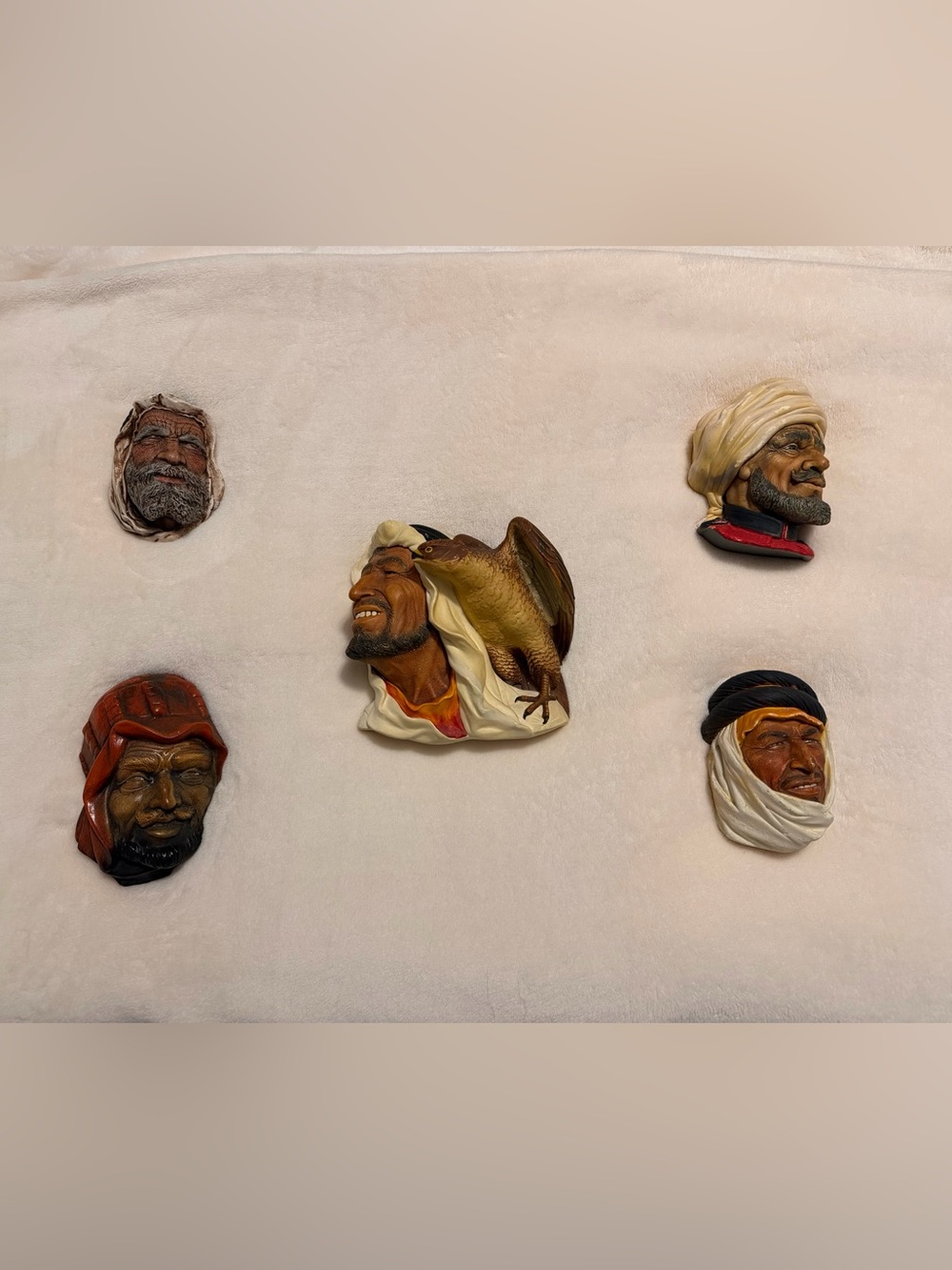 Bossons Hand-Painted Desert Bust Wall Sculptures - Set of 5, Multicolor Desert